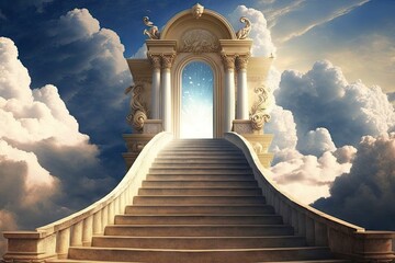 stairway to heaven in glory gates of Paradise meeting. ai generative