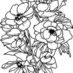 Floral coloring page flower Peony : A Collection of Floral Art for Stress-Relieving Coloring Activities and Adult Coloring page