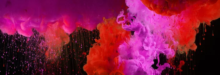  Abstract smoke background. Ink neon colors blot in water. © Liliia