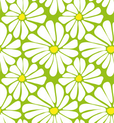 Chamomile. Retro floral print. Vector seamless pattern. - 588864511