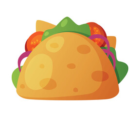 Stuffed Tortilla Crumpet with Vegetables as Fast Food Lunch Vector Illustration