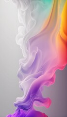 Obraz na płótnie Canvas Colorful smooth abstract smoke pillar with white portrait background. Created using generative AI. 