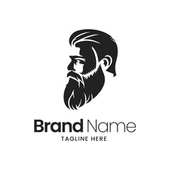 Hipster logo design template Beard and mustaches vector illustration logo design, minimal black logo design