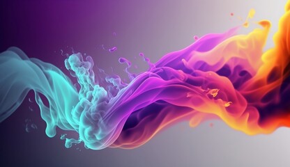 Colorful smooth abstract liquid wave with white landscape background. Created using generative AI.