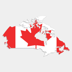 canada map with flag on gray background