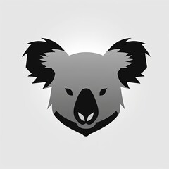Obraz premium Koala Silhouette in black and white. Minimalistic illustration for Logo Design created using generative AI tools