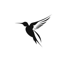 Hummingbird Silhouette in black and white. Minimalistic illustration for Logo Design created using generative AI tools