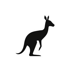 Fototapeta premium Kangaroo Silhouette in black and white. Minimalistic illustration for Logo Design created using generative AI tools