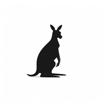 Kangaroo Silhouette in black and white. Minimalistic illustration for Logo Design created using generative AI tools