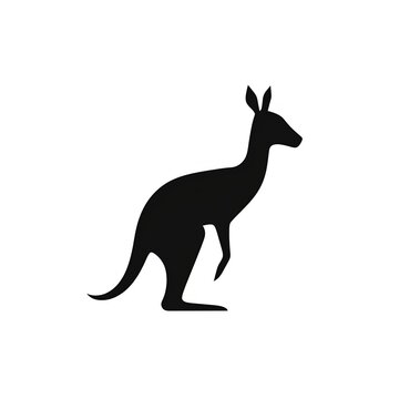 Kangaroo Silhouette in black and white. Minimalistic illustration for Logo Design created using generative AI tools