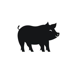 Pig Silhouette in black and white. Minimalistic illustration for Logo Design created using generative AI tools