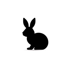 Obraz premium Rabbit Silhouette in black and white. Minimalistic illustration for Logo Design created using generative AI tools