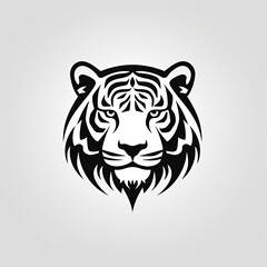 Obraz premium Tiger Silhouette in black and white. Minimalistic illustration for Logo Design created using generative AI tools