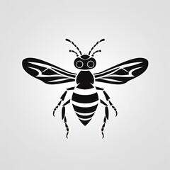 Wasp Silhouette in black and white. Minimalistic illustration for Logo Design created using generative AI tools