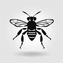 Wasp Silhouette in black and white. Minimalistic illustration for Logo Design created using generative AI tools