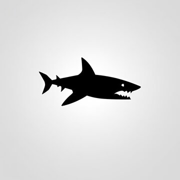 Shark Silhouette in black and white. Minimalistic illustration for Logo Design created using generative AI tools