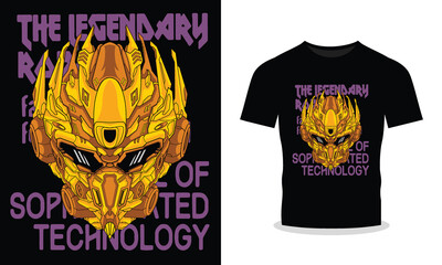 Mecha Robot Head Illustration T-Shirt Design That Will Make You Stand Out