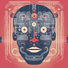 Portrait of a robot in moder style. Concept of artificial intelligence development. Generative AI