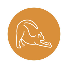 Obraz premium Happy cat stretches color line icon. Pictogram for web page