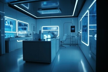 Futuristic lab in light. Generate Ai
