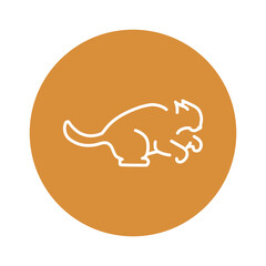 Evil cat fights color line icon. Pictogram for web page