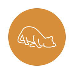 Happy cat caresses color line icon. Pictogram for web page