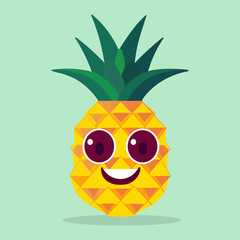 Pineapple illustration download. Cheerful pineapple. Pineapple character.