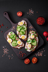 Delicious sandwiches consisting of grilled toast, canned tuna, cream cheese