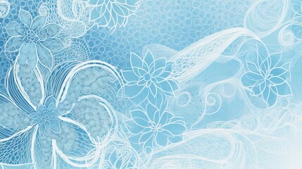 A background with floral pattern in blue and white. Generative AI. 