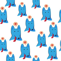 seamless pattern with muzzles of dogs in flat style. pattern with the head of a stylized dog. pet patterns for print and digital use. 