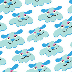 Naklejka premium seamless pattern with muzzles of dogs in flat style. pattern with the head of a stylized dog. pet patterns for print and digital use. 
