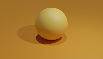 3d rendering of a yellow sphere on yellow background