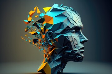 Obraz premium 3d illustration of a human head made of polygonal shapes