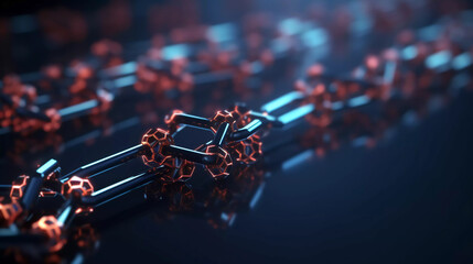 Block chain concept - Chain of network connections . 3d rendering , generative ai