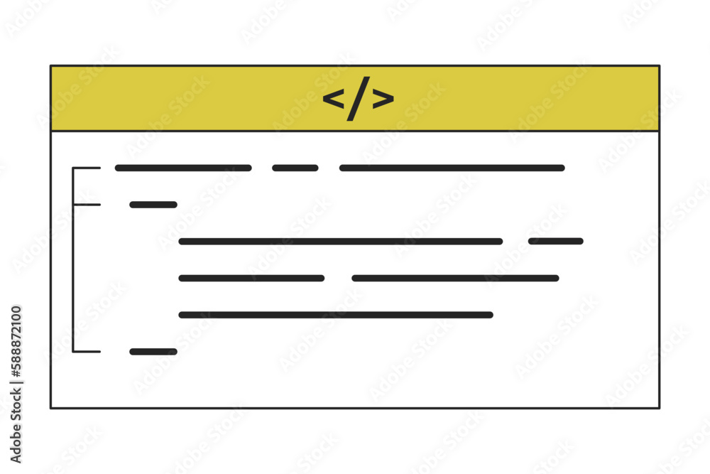 Fototapete Text-based coding linear flat duo color vector icon. Programming language. Editable thin line duotone element on white. Simple lineart style spot illustration for web graphic design and animation