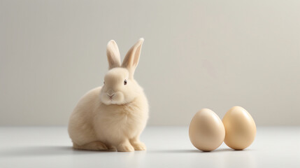 Obraz premium Realistic Easter Banny with eggs. Generative Ai.