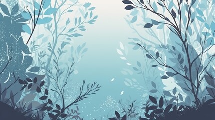 A beautiful digitally illustrated nature background with foliage and open space in a painterly style. Generative AI. 