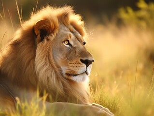 Lion (Panthera leo) in the wilderness.