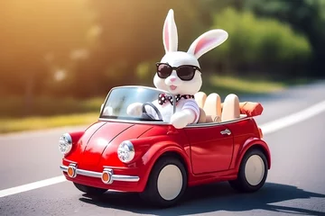 Foto auf Acrylglas bunny in a car © Salvador