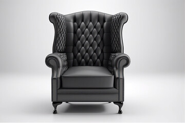 Leather Armchair Isolated on White Background, Generative AI