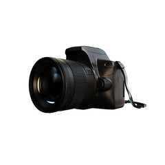 Digital camera on a white background. 3D visualization