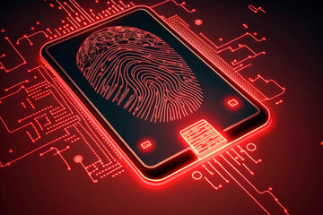 Access Denied Hacking Digital Biometric Fingerprint Security Concept.