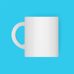 Realistic White Glossy Mug Vector Mockup Illustration