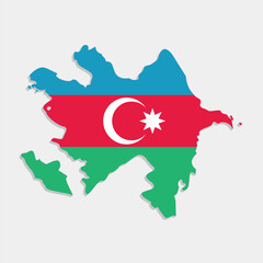 azerbaijan map with flag on gray background - obrazy, fototapety, plakaty
