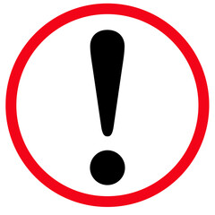 Exclamation ma rk icon, hazard warning attention sign, danger and caution symbol, error logo, risk graphic, flat style vector illustration for web, app, mobile. Red color circle clip art isolated.