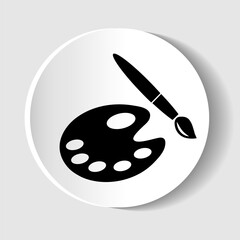 Paint brush with palette icon. Flat design style. Vector illustration