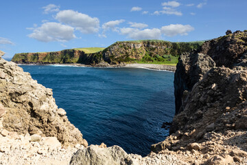 Azores Clear Blue Ocean Bay with Cliffs in Forground