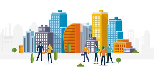 Very Large Crowd Flat Design City © Julien Eichinger