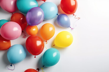 Fototapeta na wymiar Vivid Colorful balloons on white background. Concept party. Generative AI