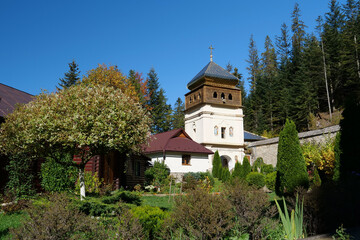 Fototapeta premium Manyava Skete of Exaltation of Holy Cross in Carpathian mountains, Ukraine